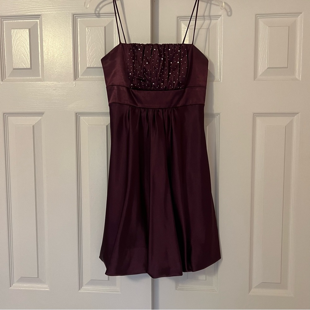 Juniors Purple Bubble Hem dress